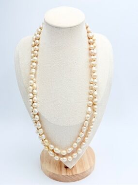 Champagne Baroque Freshwater Pearl Necklace Sterling Silver Clasp